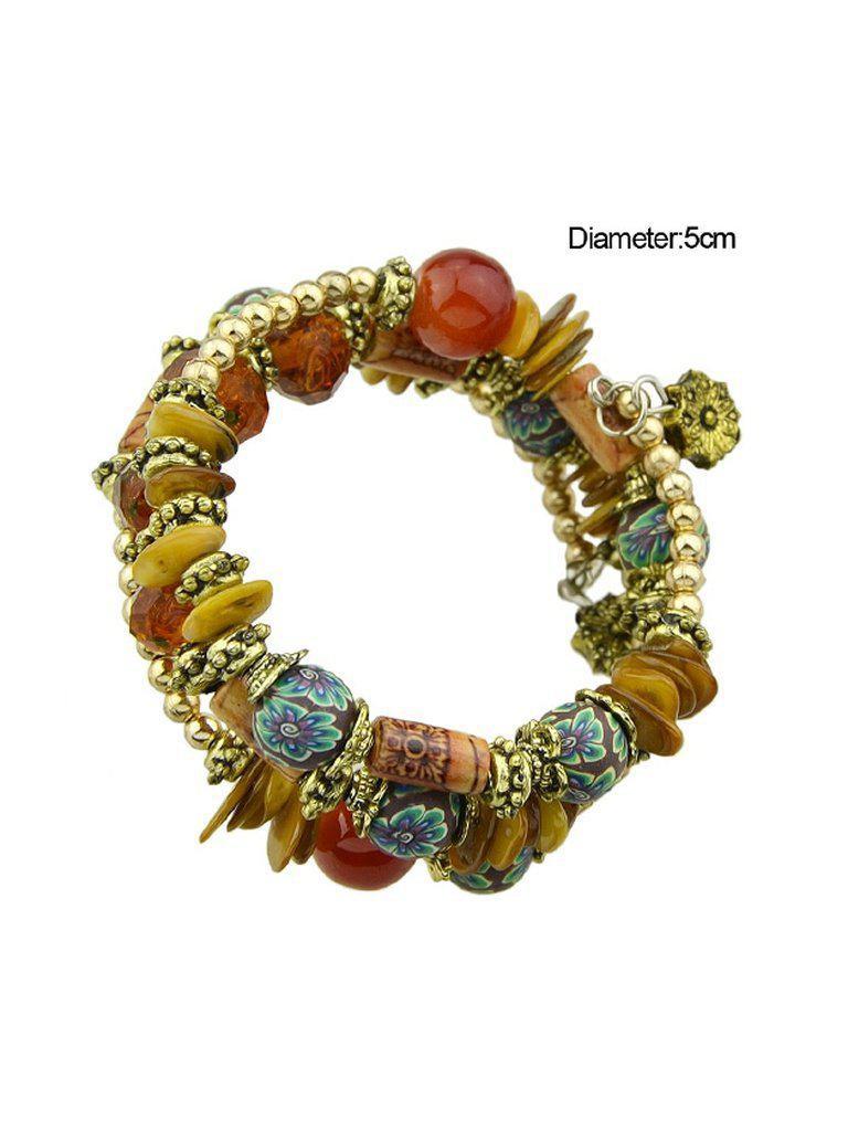 Red Handmade Beaded Winding Bracelet--Des Mess