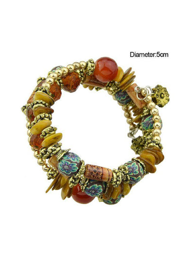 Red Handmade Beaded Winding Bracelet--Des Mess