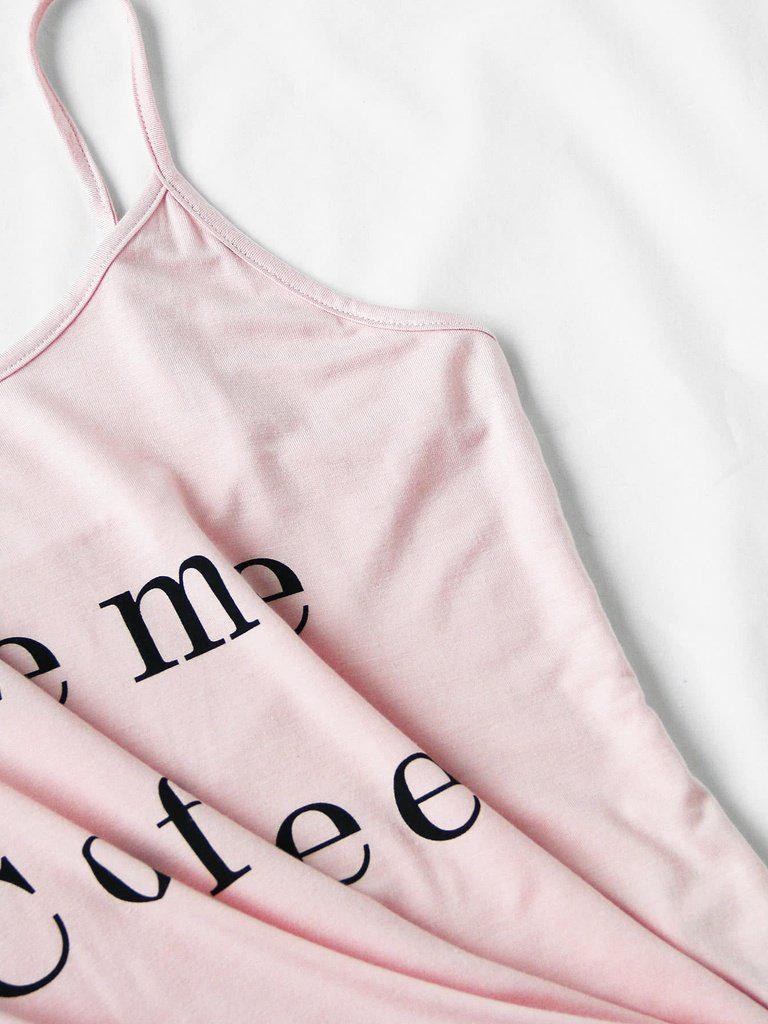 Letter Print Cami And Ruffle Shorts Pajama Set-loungewear-Des Mess