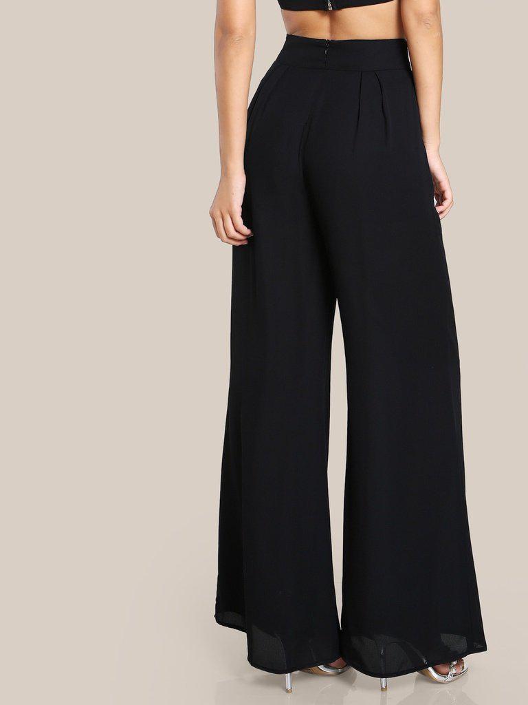 Box Pleated Palazzo Pants-bottom-Des Mess