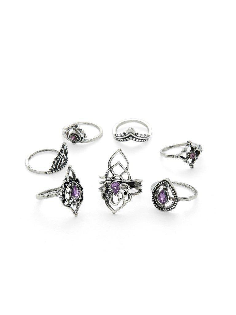 Flower Shaped Ring Set With Gemstone-jewelry-Des Mess