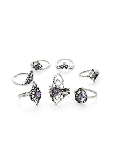 Flower Shaped Ring Set With Gemstone-jewelry-Des Mess