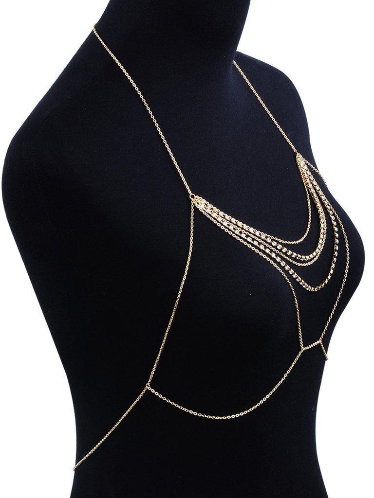 Rhinestone Decorated Chest Body Chain-jewelry-Des Mess