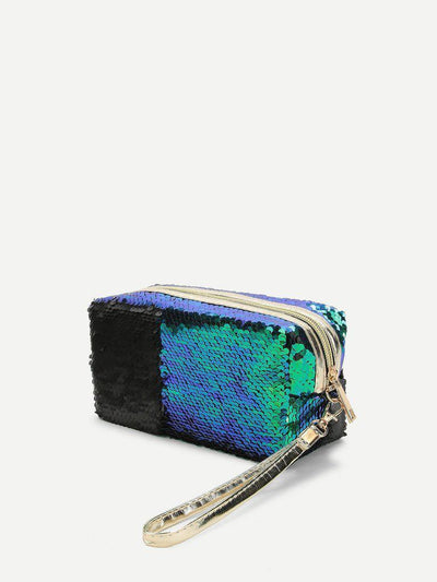 Sequin Makeup Bag With Wristlet-makeup-Des Mess