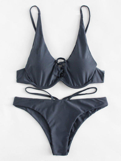 Criss Cross Bikini Set-swimwear-Des Mess
