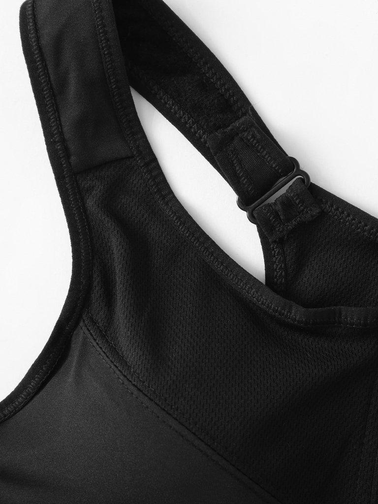 Zipper Front Racerback Sports Bra-sportswear-Des Mess