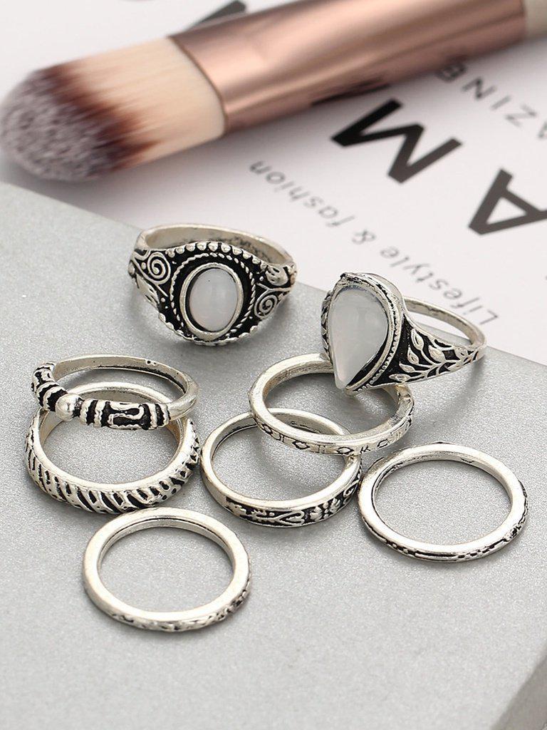 Multi Shaped Ring Set 8pcs-jewelry-Des Mess