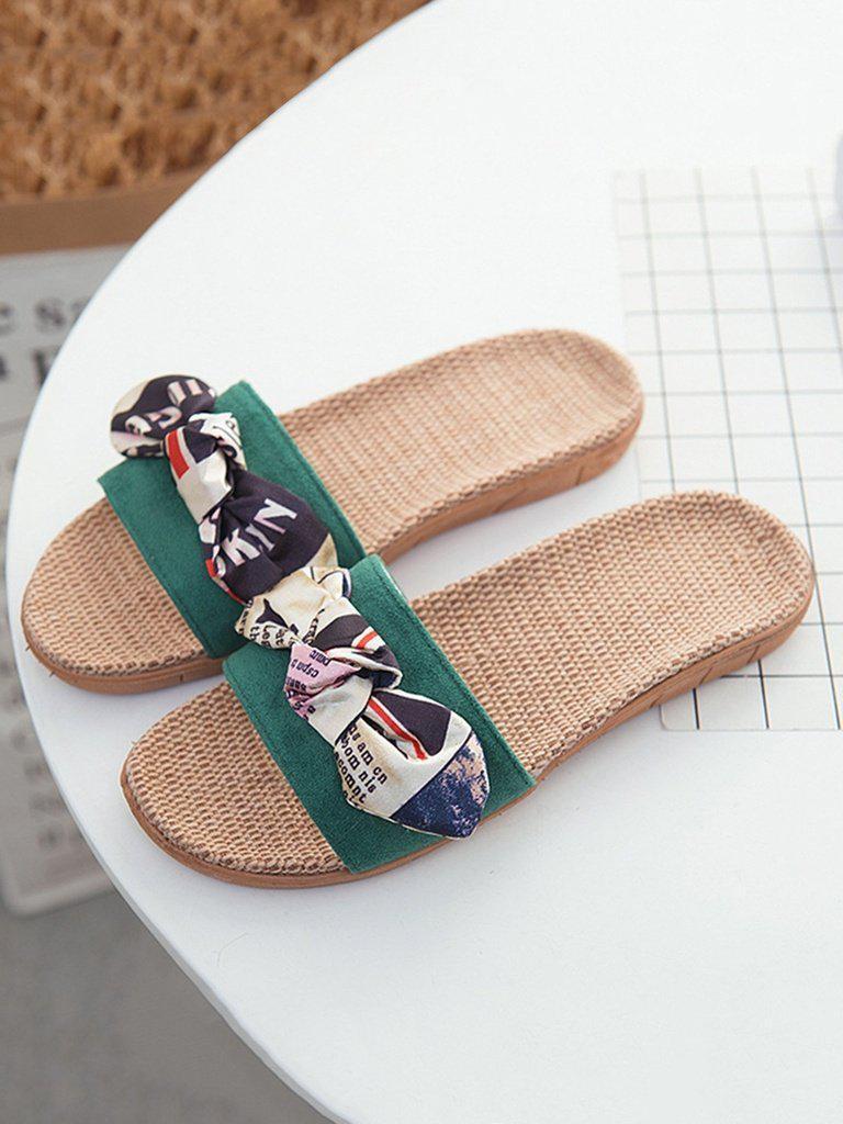 Contrast Bow Flat Sliders-shoes-Des Mess