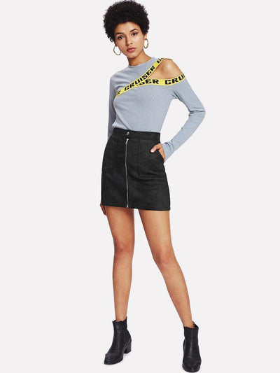 Zip Front Skirt-bottom-Des Mess