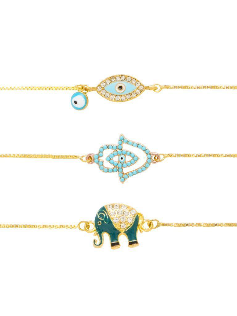 Eye & Elephant Design Link Bracelet Set-jewelry-Des Mess