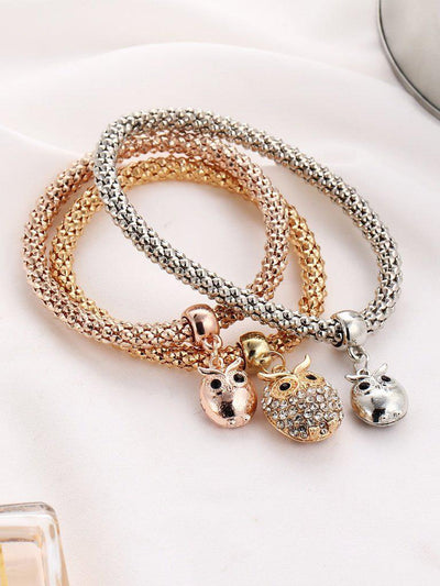 Multicolor Owl Charm Bracelet 3Pcs--Des Mess
