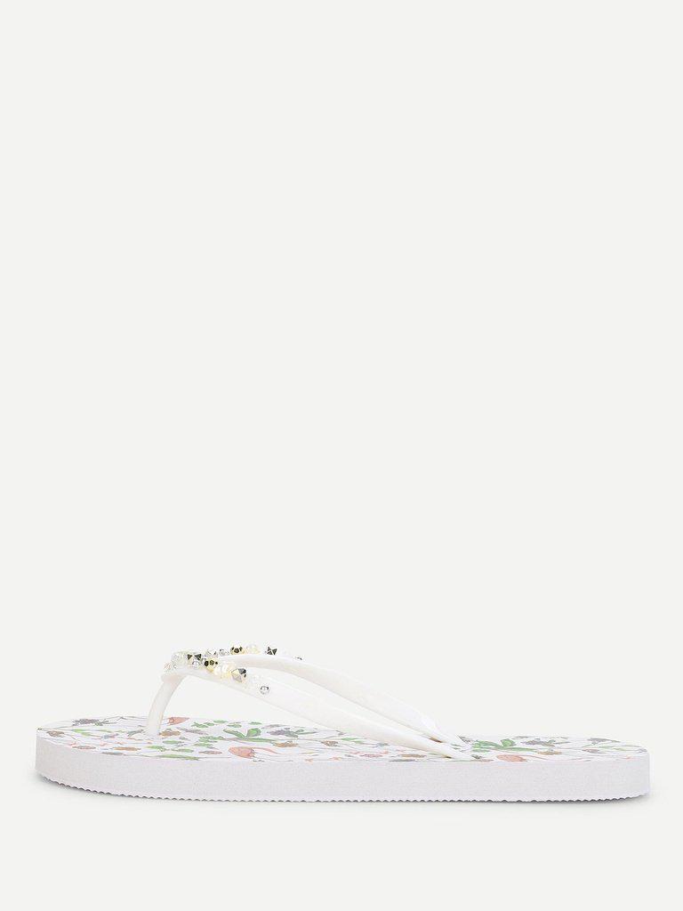 Calico & Bird Print Flip Flops-shoes-Des Mess