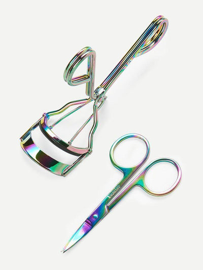 Iridescent Eyelash Curler & Scissors-makeup-Des Mess