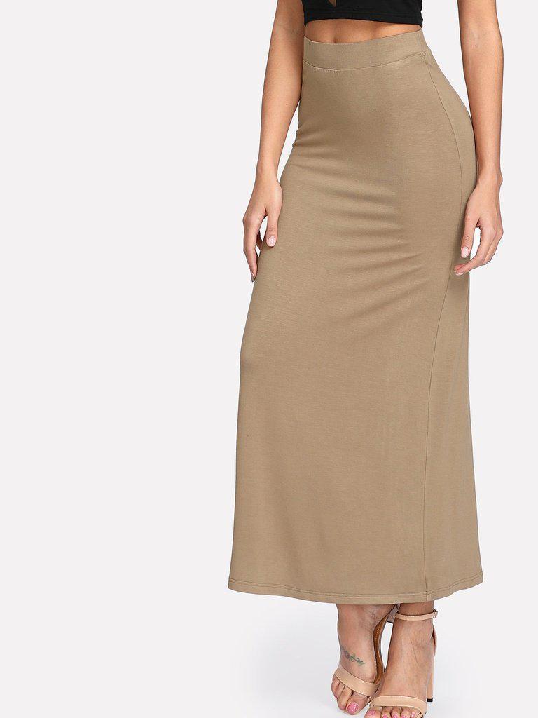 Elastic Waist Longline Jersey Skirt-bottom-Des Mess