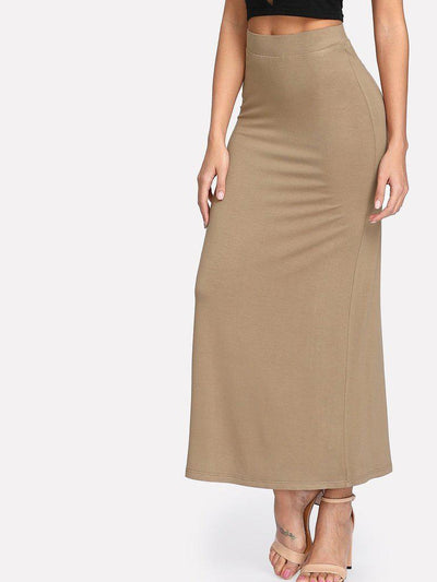Elastic Waist Longline Jersey Skirt-bottom-Des Mess