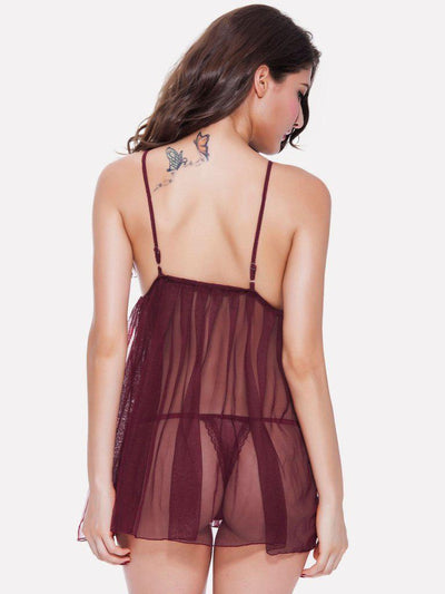 Lace & Mesh Slips With Thong-loungewear-Des Mess