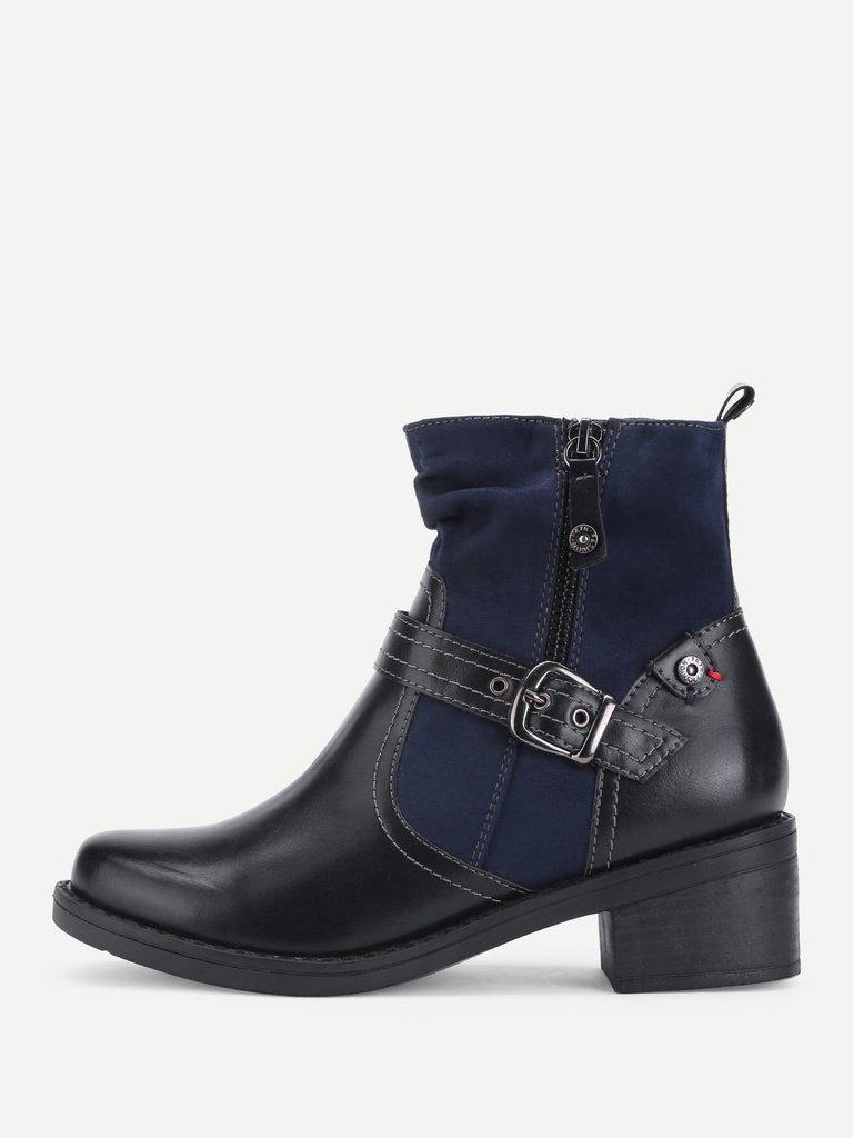 Side Zipper Block Heeled Ankle Boots-shoes-Des Mess