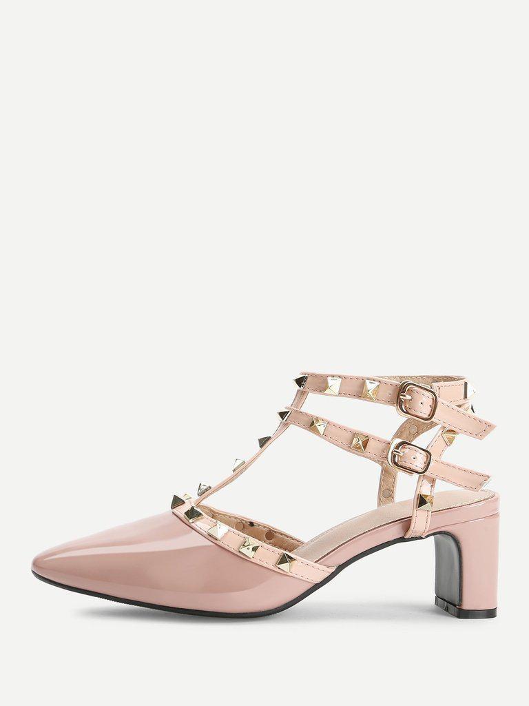 Rivet Detail Gladiator Chunky Heels-shoes-Des Mess