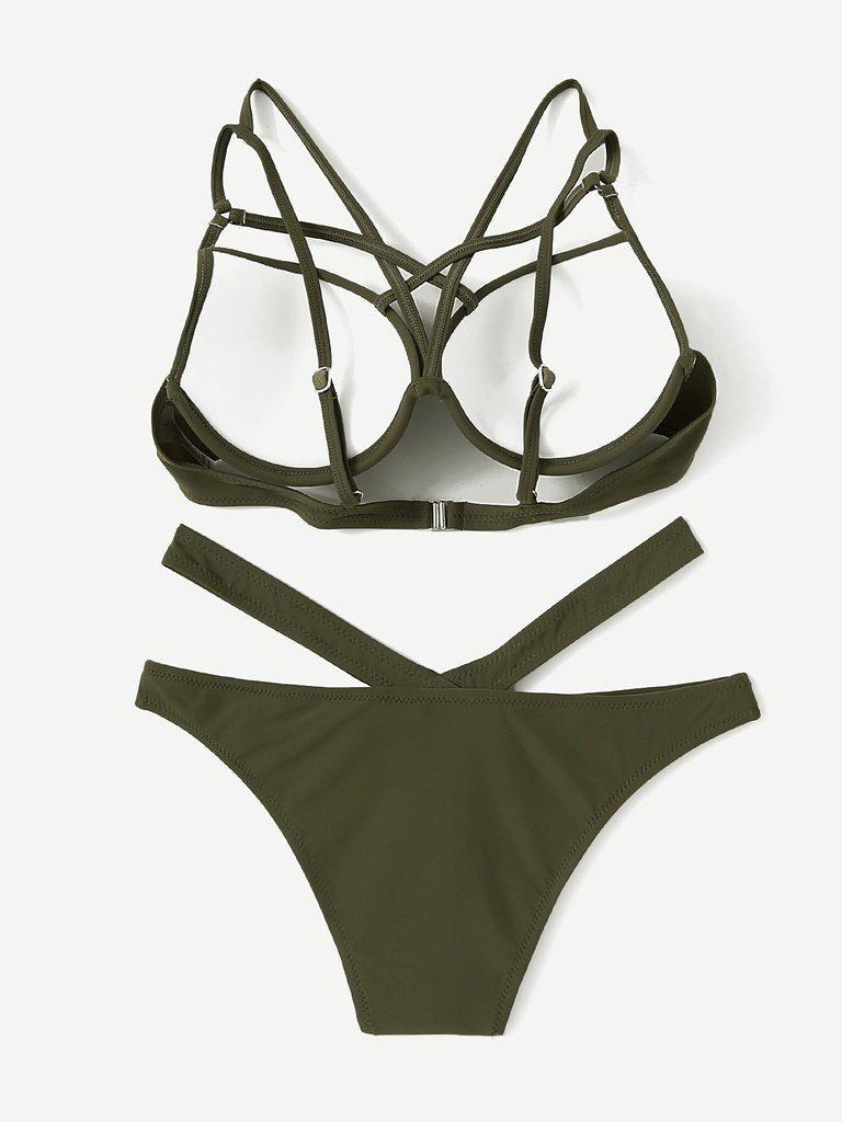 Cutout Front Bustier Bikini Set-swimwear-Des Mess