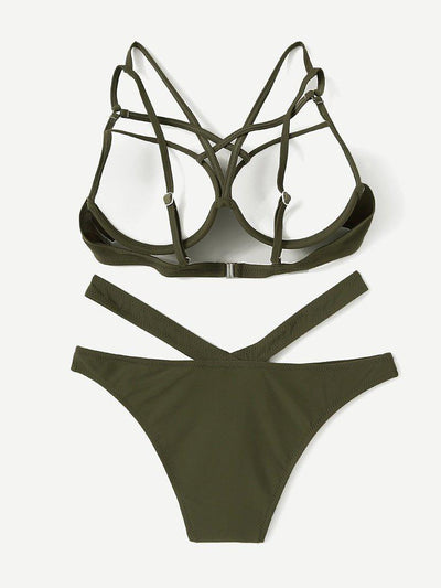 Cutout Front Bustier Bikini Set-swimwear-Des Mess
