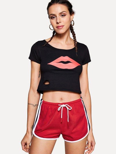 Contrast Binding Color Block Dolphin Shorts-bottom-Des Mess