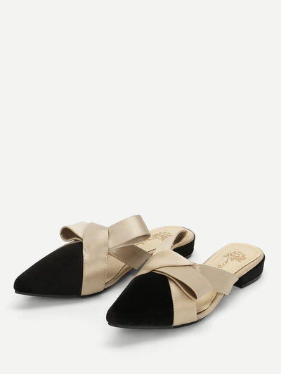 Knot Design Pointed Toe Slippers-shoes-Des Mess