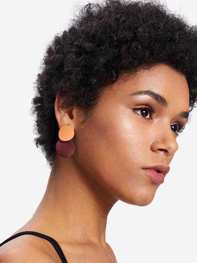Two Tone Round Flake Drop Earrings-jewelry-Des Mess
