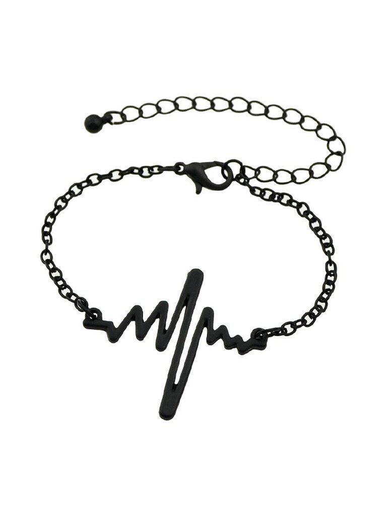 Black Chain With Heartbeat Charm Bracelet--Des Mess