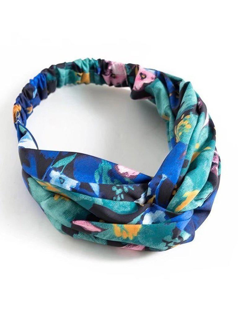 Watercolor Flower Print Twist Headband-hair-Des Mess