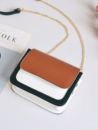 Color Block Flap Chain Bag-accessories-Des Mess