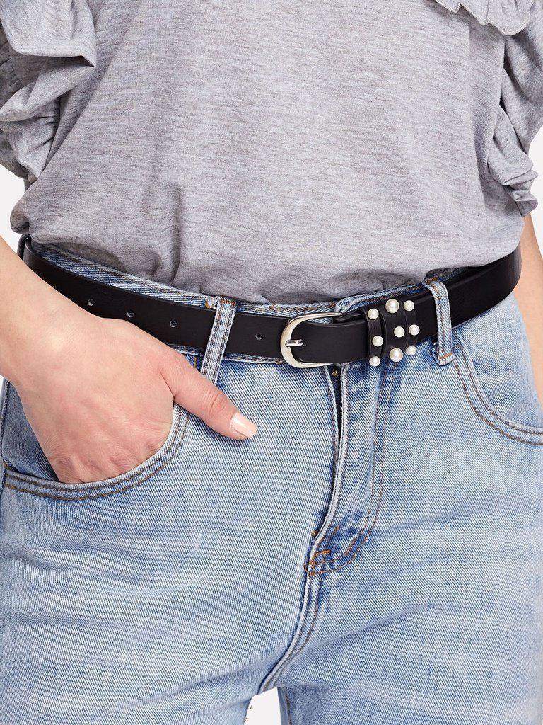 Faux Pearl Detail Belt-accessories-Des Mess