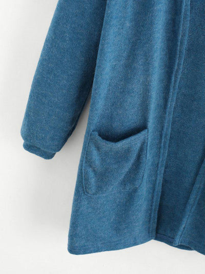 Elastic Cuff Cardigan With Pockets-outerwear-Des Mess