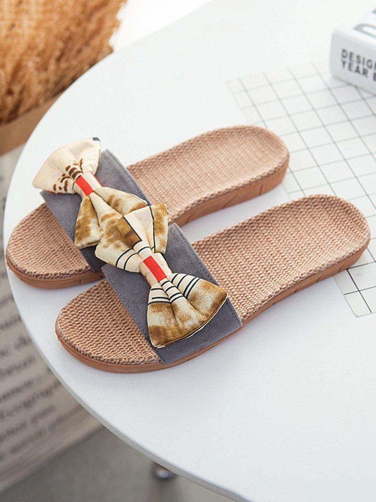 Contrast Bow Flat Sliders-shoes-Des Mess
