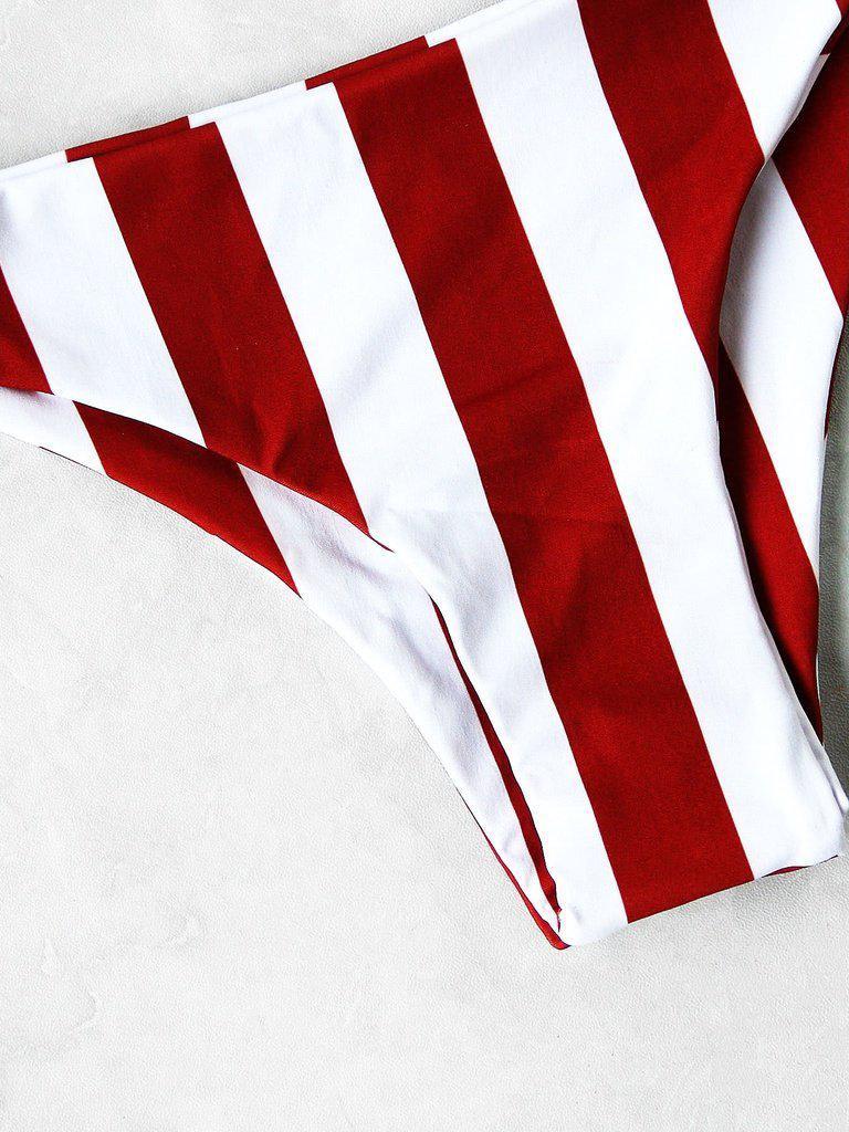 Two Tone Striped Print Bikini Set-swimwear-Des Mess