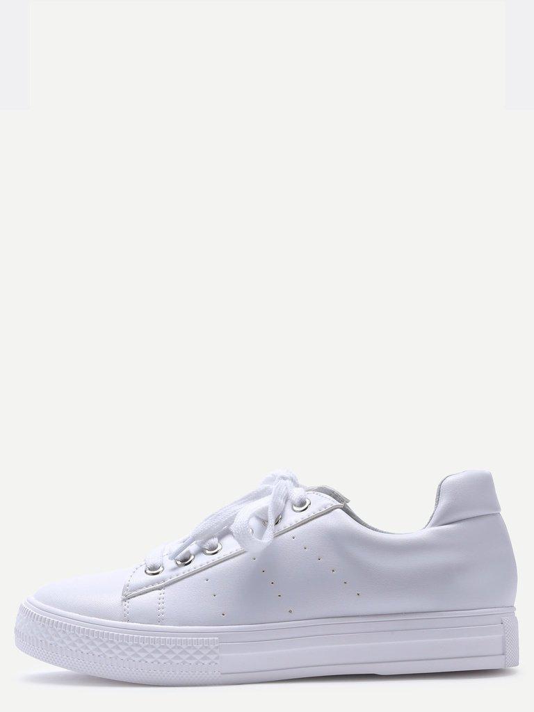 White Breathable Rubber Sole Low Top Sneakers-shoes-Des Mess