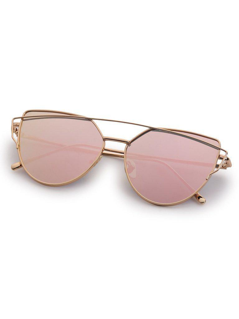 Gold Metal Frame Double Bridge Pink Lens Sunglasses-accessories-Des Mess