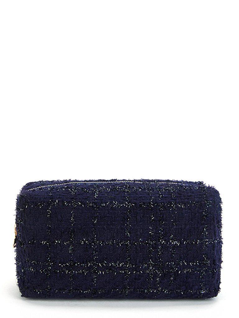 Tweed Zipper Makeup Bag-makeup-Des Mess