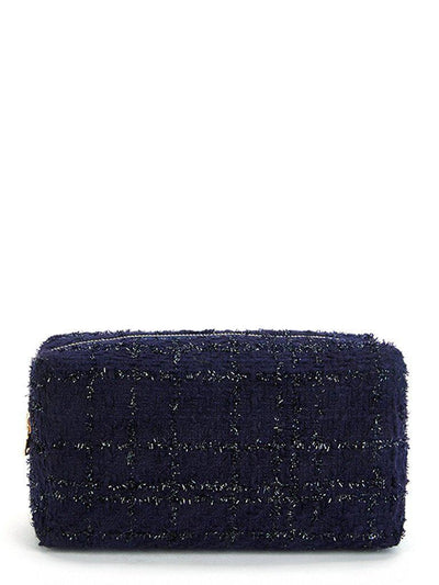 Tweed Zipper Makeup Bag-makeup-Des Mess