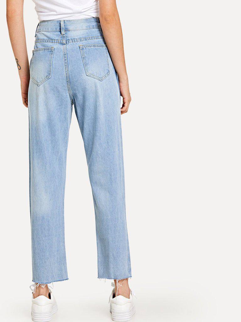 Frayed Hem Jeans-bottom-Des Mess