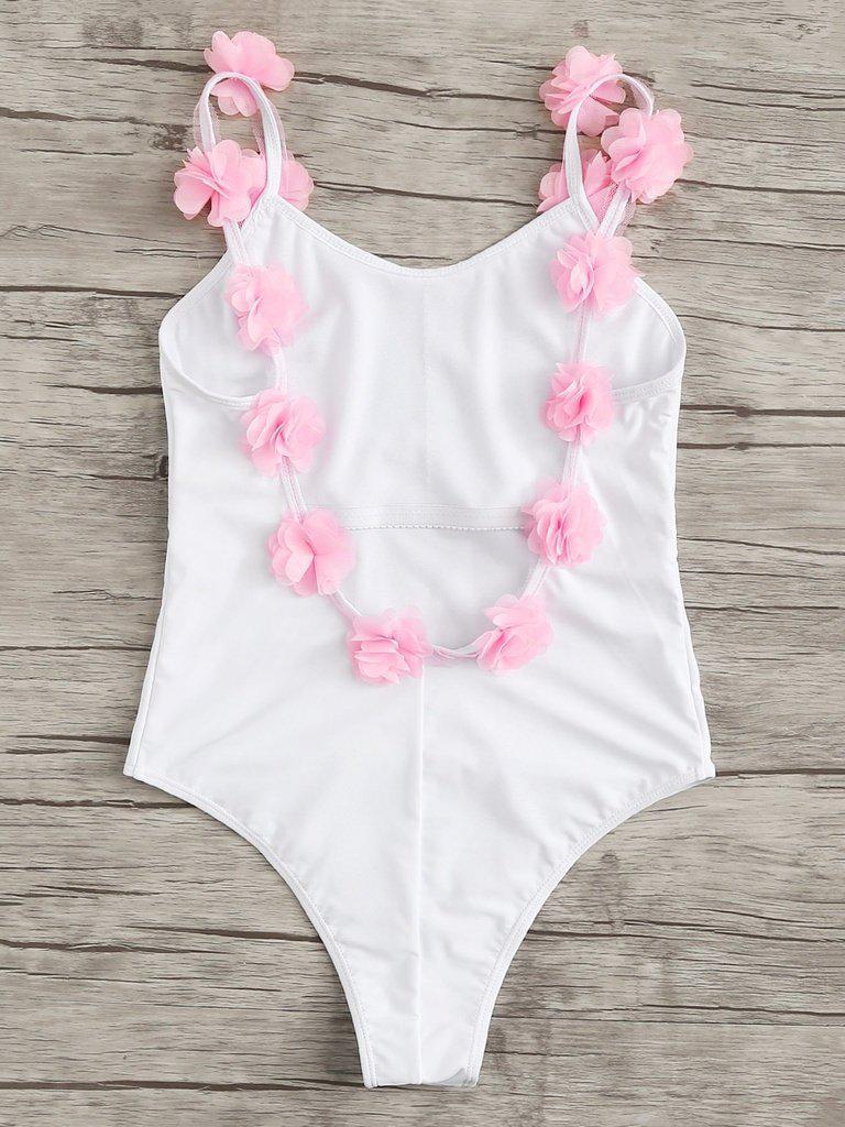 Flower Applique Strap Swimsuit-swimwear-Des Mess