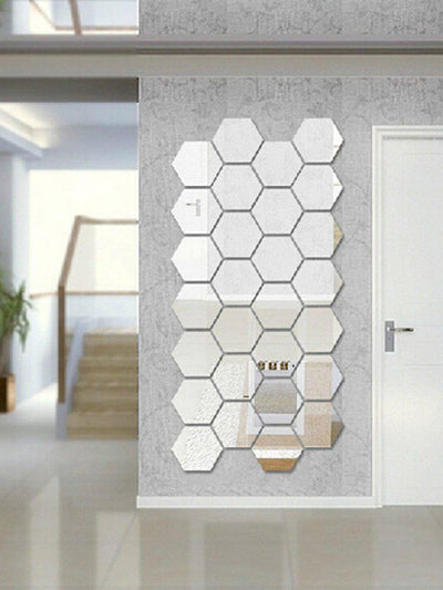 Hexagon Mirror Wall Sticker Set 12pcs-others-Des Mess