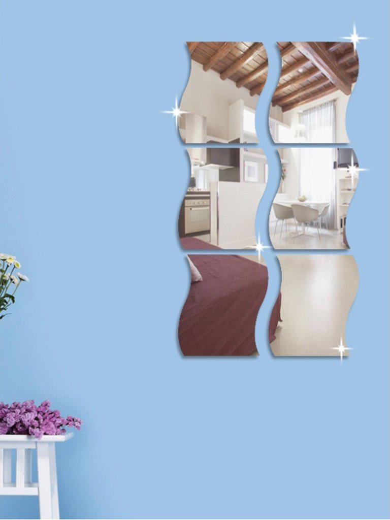 Wave Shape Mirror Wall Sticker Set 6pcs-others-Des Mess