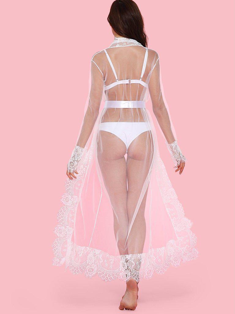 Eyelash Lace Hem Robe-loungewear-Des Mess