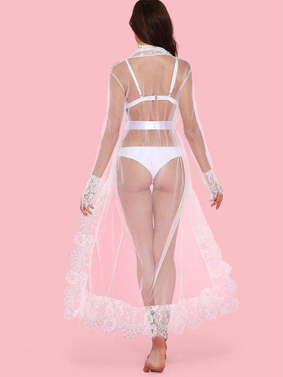 Eyelash Lace Hem Robe-loungewear-Des Mess