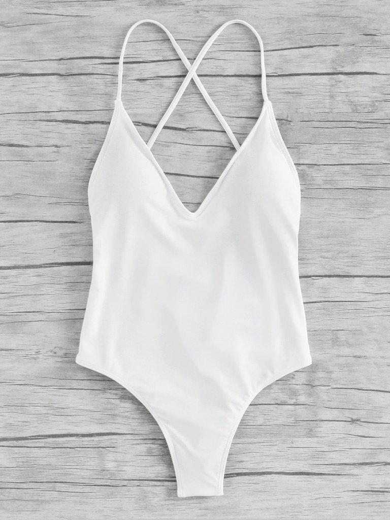 Criss Cross Ruched Detail Swimsuit-swimwear-Des Mess