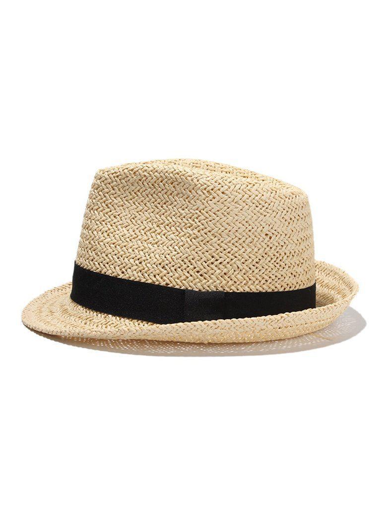 Contrast Band Straw Fedora Hat--Des Mess