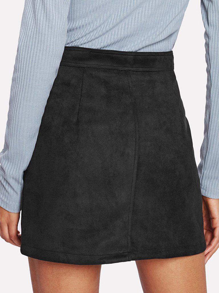 Zip Front Skirt-bottom-Des Mess