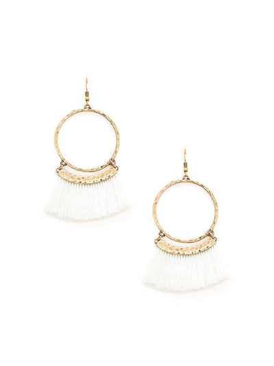 Fringe Tassel Hoop Drop Earrings-jewelry-Des Mess