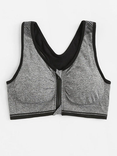 Zipper Front High Impact Sports Bra-sportswear-Des Mess