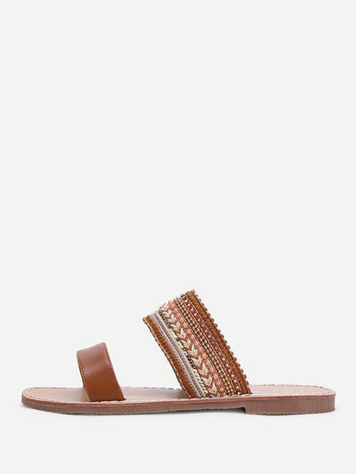 Tribal Embellished Flat Sandals-shoes-Des Mess
